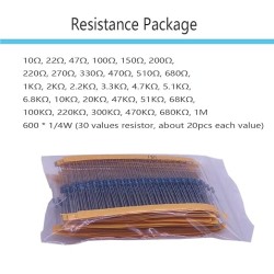 Electronic Component Kit Total 1390 Pcs, LED Diodes, Metal Film Resistors, Electrolytic Capacitor Package, Common Diodes, Ceramic Capacitors, Common Transistor Assortment Box