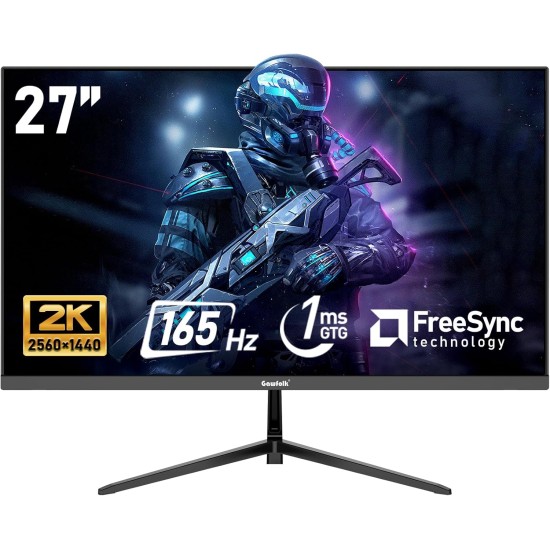 27 inch 2K QHD(2560×1440) PC Screen, 165Hz Gaming Monitor, 1ms Without Bezel, FreeSync,98% sRGB, 178° Wide Viewing Angle, HDMI2.0、DisplayPort, 75 * 75MM Wall Mount Compatible - Black 27 inch 2K QHD(2560×1440) PC Screen, 165Hz Gaming Monitor, 1ms Without Bezel, FreeSync,98% sRGB, 178° Wide Viewing Angle, HDMI2.0、DisplayPort, 75 * 75MM Wall Mount Compatible - Black
