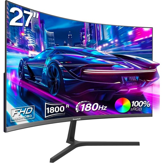 27 inch Curved Gaming Monitor,144Hz/180Hz PC Monitor Full HD 1080P, Frameless 1800R Computer Display with FreeSync & Eye-Care Technology, Wall Mountable, DP, HDMI Port (Black) 27 inch Curved Gaming Monitor,144Hz/180Hz PC Monitor Full HD 1080P, Frameless 1800R Computer Display with FreeSync & Eye-Care Technology, Wall Mountable, DP, HDMI Port (Black)