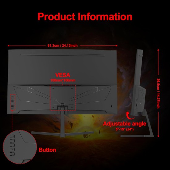 27 inch Curved Gaming Monitor,144Hz/180Hz PC Monitor Full HD 1080P, Frameless 1800R Computer Display with FreeSync & Eye-Care Technology, Wall Mountable, DP, HDMI Port (Black) 27 inch Curved Gaming Monitor,144Hz/180Hz PC Monitor Full HD 1080P, Frameless 1800R Computer Display with FreeSync & Eye-Care Technology, Wall Mountable, DP, HDMI Port (Black)