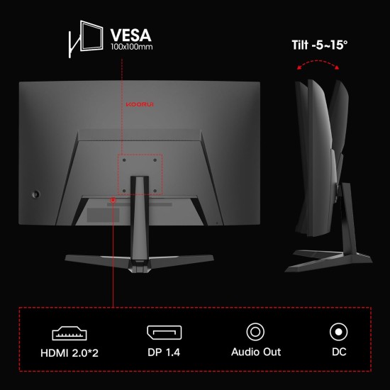 27 inch Curved Gaming Monitor, QHD (2560 x 1440) R1500 180Hz, AdaptiveSync with 1ms Computer Monitor, VESA Compatible, HDR10, 1 x Display Port 1.4 & 2 x HDMI 2.0, Eye Care 27E6QCA 27 inch Curved Gaming Monitor, QHD (2560 x 1440) R1500 180Hz, AdaptiveSync with 1ms Computer Monitor, VESA Compatible, HDR10, 1 x Display Port 1.4 & 2 x HDMI 2.0, Eye Care 27E6QCA
